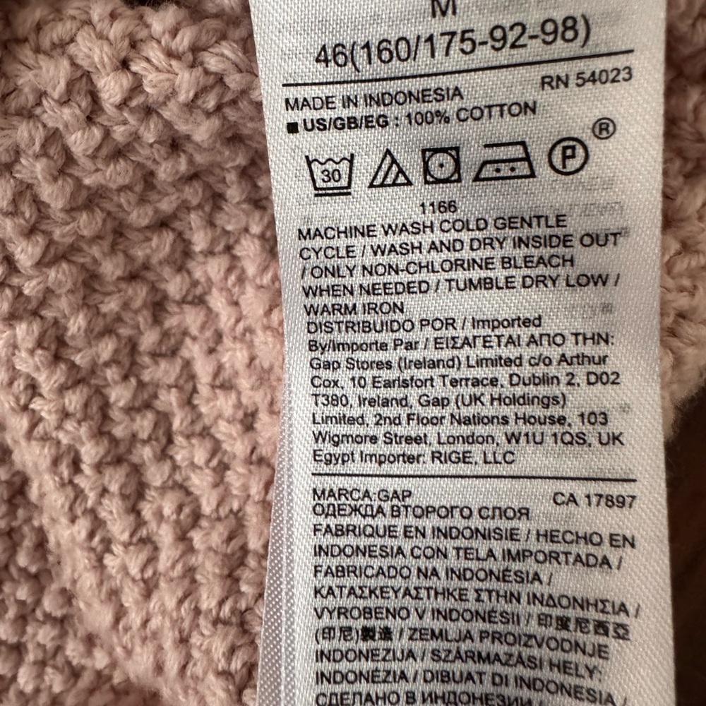 GAP 100% Cotton Light Pink Cable Knit Sweater Size M - Picture 9 of 14